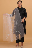 Light Pink Net Dupatta with Sequins and Zari Embroidery