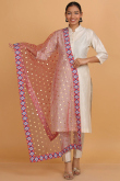Foil Printed Net Deep Red Dupatta
