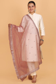  Dusty Pink Net Sequins Embroidered Dupatta