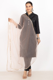 Dusty Mauve Net Lace Work Dupatta