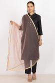 Mauve Pink Net Lace Work Dupatta