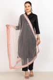 Pastel Pink Net Lace Work Dupatta