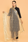 Beige Net Dupatta With Sequins Embroidery