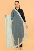 Light Blue Net Sequins Embroidered Dupatta