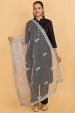 Grey Net Zari Embroidered Dupatta