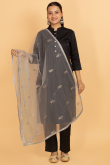 Grey Net Dori Embroidered Dupatta