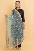Mint Green Net Resham Embroidered Dupatta
