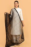 Black Net Resham Embroidered Dupatta