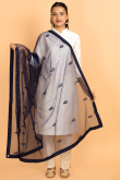 Dark Blue Net Sequins Embroidered Dupatta