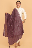  Light Mauve Georgette Sequins Embroidered Dupatta