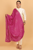 Ruby Pink Resham And Sequins Embroidered Chinnon Dupatta 