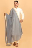 Light Grey Georgette Stone Embroidered Dupatta
