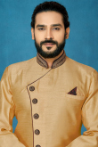 Dupion Silk Beige Men's Sherwani