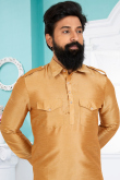 Dupion Silk Cream Beige Men Kurta Pajama