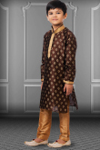 Dupion Silk Dark Brown Kids Kurta Pajama