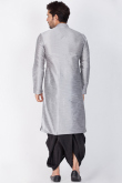 Dupion Silk Indian Kurta Dhoti In Grey Color