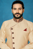 Dupion Silk Light Beige Men's Sherwani