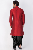 Dupion Silk Plain Indian Kurta Dhoti In Maroon Color