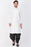 Dupion Silk Ready To Wear Kurta Dhoti for Wedding Party In White Color