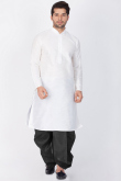 Dupion Silk Ready Made Kurta Dhoti for Wedding Party In White Color