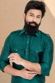  Men Kurta Pajama in Dupion Silk Teal Green for Casual Wear