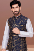 White Churidar Wedding Wear Men Kurta Pajama in Dupion Silk