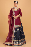 Dusty Black Chinnon A Line Lehenga for Wedding & Party