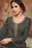 Dusty Black Georgette Embroidered Sharara Suit