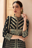 Dusty Black Georgette Palazzo Pant Anarkali Suit
