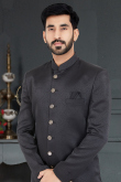 Band Gala Men Sherwani in Jacquard Dusty Black for Party 