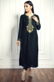 Dusty Black Velvet Straight Cut Trouser Suit with Zari embroidery