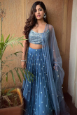 Dusty Blue Georgette Lehenga with Sequins Work for Diwali