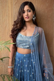 Dusty Blue Georgette Lehenga with Sequins Work for Diwali