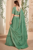Dusty Green Georgette Embroidered Flared Lehenga 