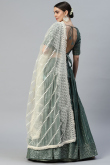 Dusty Green Mehndi Sequins Embroidered Lehenga in Georgette