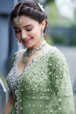 Dusty Green Net Embroidered Lehenga For Mehndi 