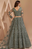 Dusty Green Net Embroidered Lehenga Choli