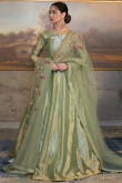Dusty Green Tissue Embroidered Pakistani Anarkali Suit
