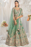 Dusty Green Two Tone Tissue Embroidered Lehenga