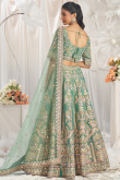 Dusty Green Two Tone Tissue Embroidered Lehenga