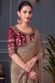 Dusty Mauve Chiffon Embroidered Light Weight Saree