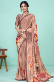 Dusty Mauve Crepe Light Weight Printed Saree
