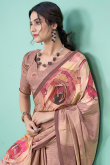Dusty Mauve Crepe Light Weight Printed Saree