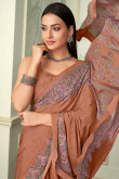 Dusty Mauve Crepe Printed Light Weight Saree
