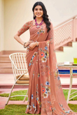 Dusty Mauve Georgette Saree With Print Work for Casual Wear