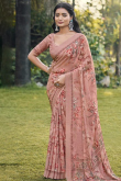 Dusty Mauve Georgette Saree with Print Work for New Year