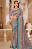 Dusty Mauve Georgette Saree With Weaved Thread For Festival