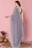 Dusty Mauve Georgette Sequins Embroidered Lightweight Saree