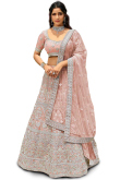 Dusty Mauve Mauve Organza Embroidered Lehenga