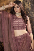 Dusty Mauve Net Embroidered Lehenga
